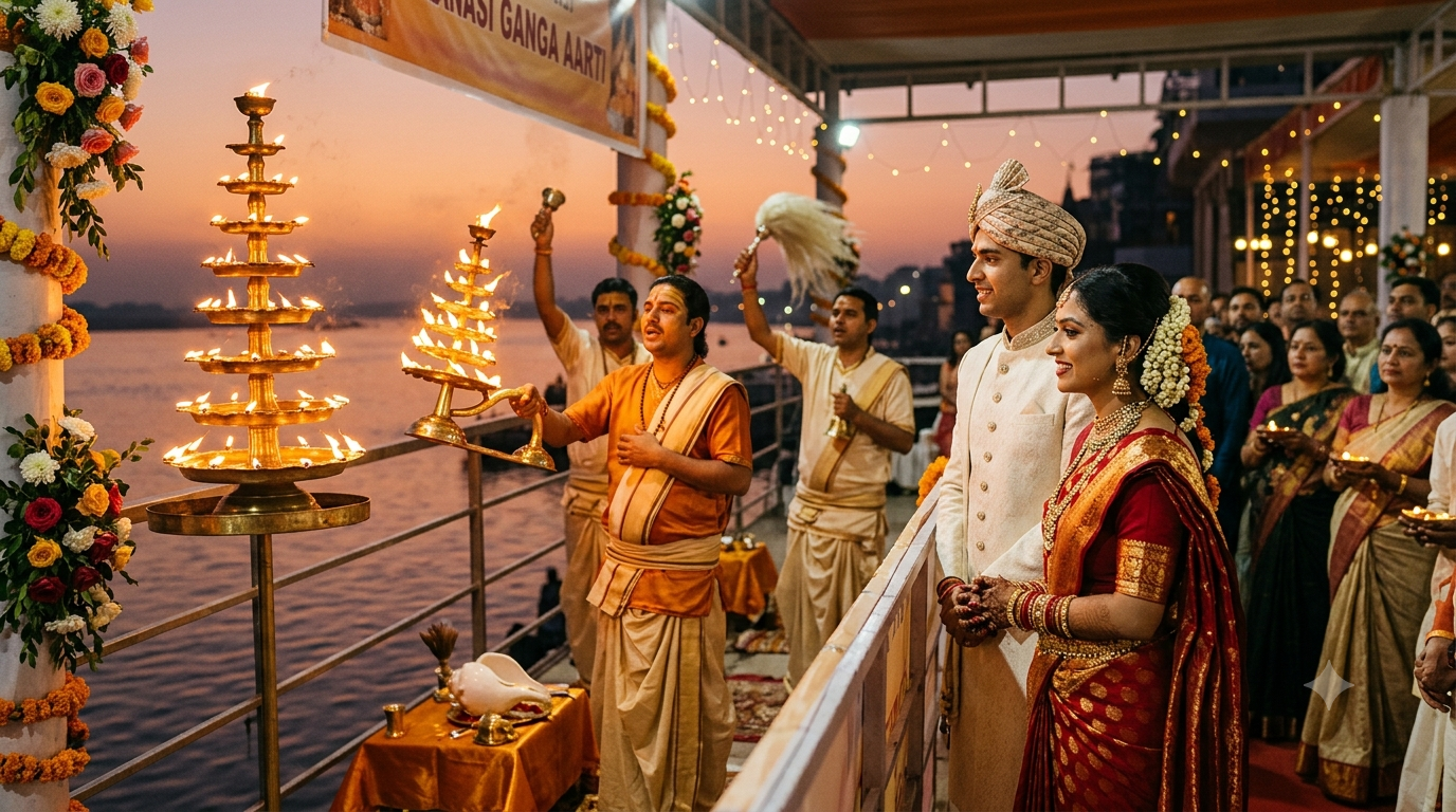 Blending Romance and Millennial Vedic Traditions: The Ganga Aarti Wedding Experience