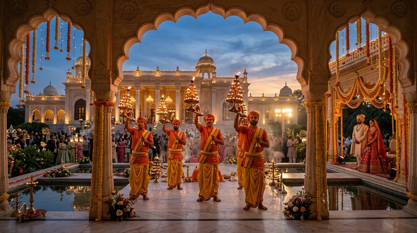 How to Host a Varanasi Ganga Aarti for Royal Weddings at Taj Falaknuma & Chowmahalla