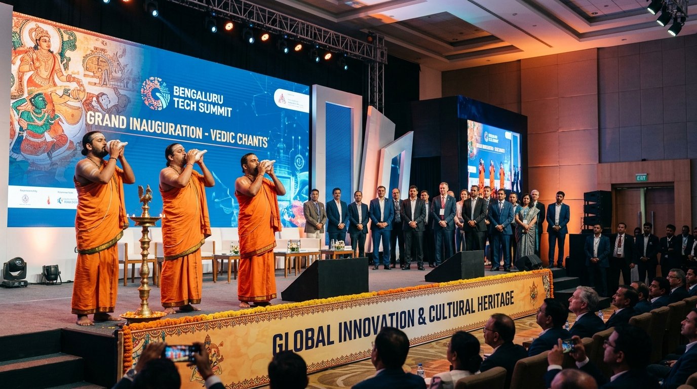 Opening Bangalore’s Global Tech Conferences with Live Shankhnaad & Vedic Invocations