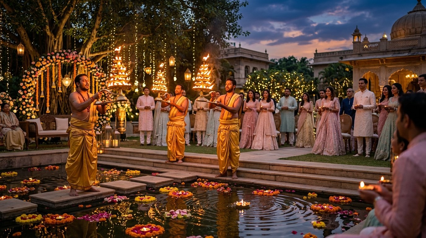 Ganga Aarti for Sangeet & Welcome Dinners: How Bangalore Couples Are Reimagining Pre-Wedding Nights