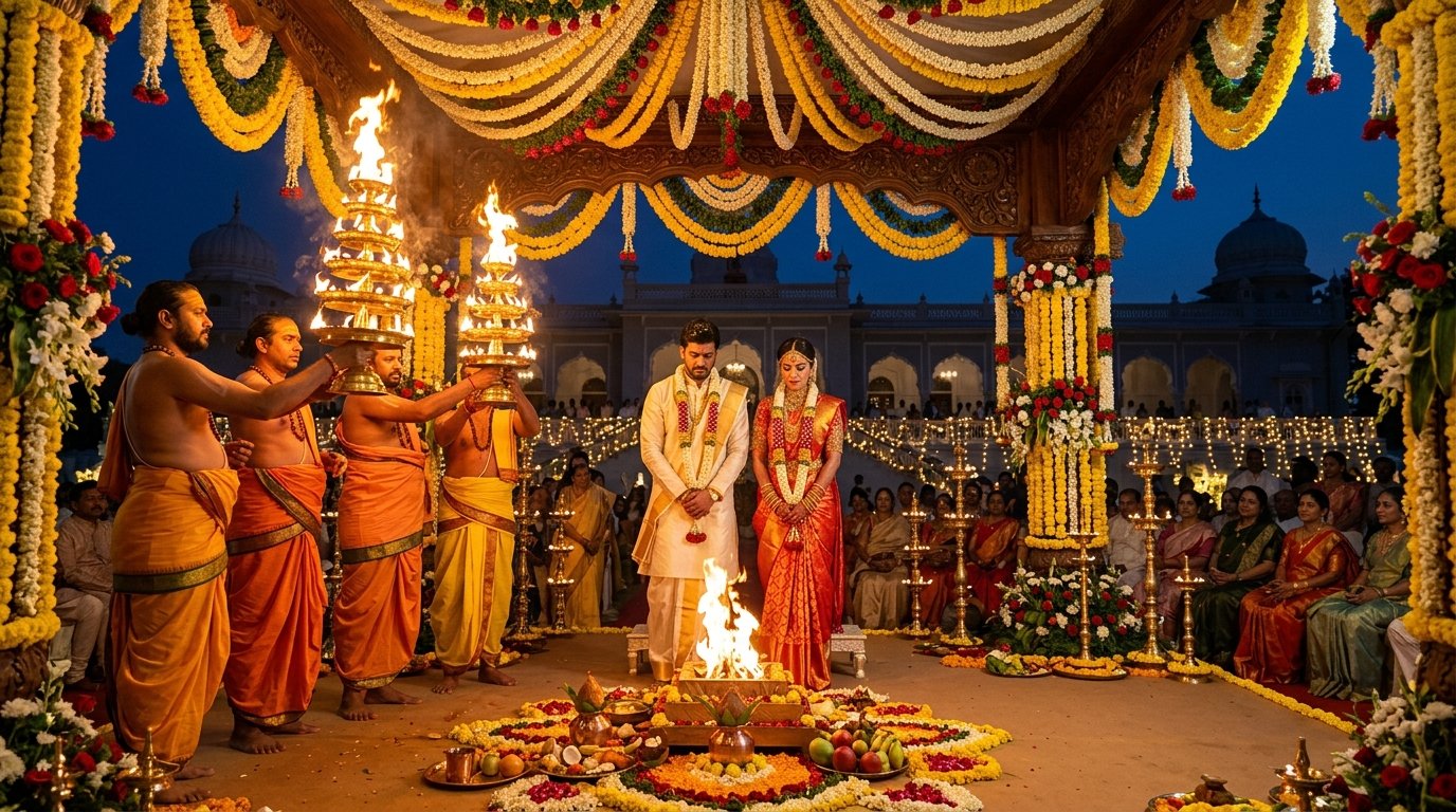 North-South Fusion Weddings in Hyderabad: Integrating Varanasi Priests with Telugu Traditions
