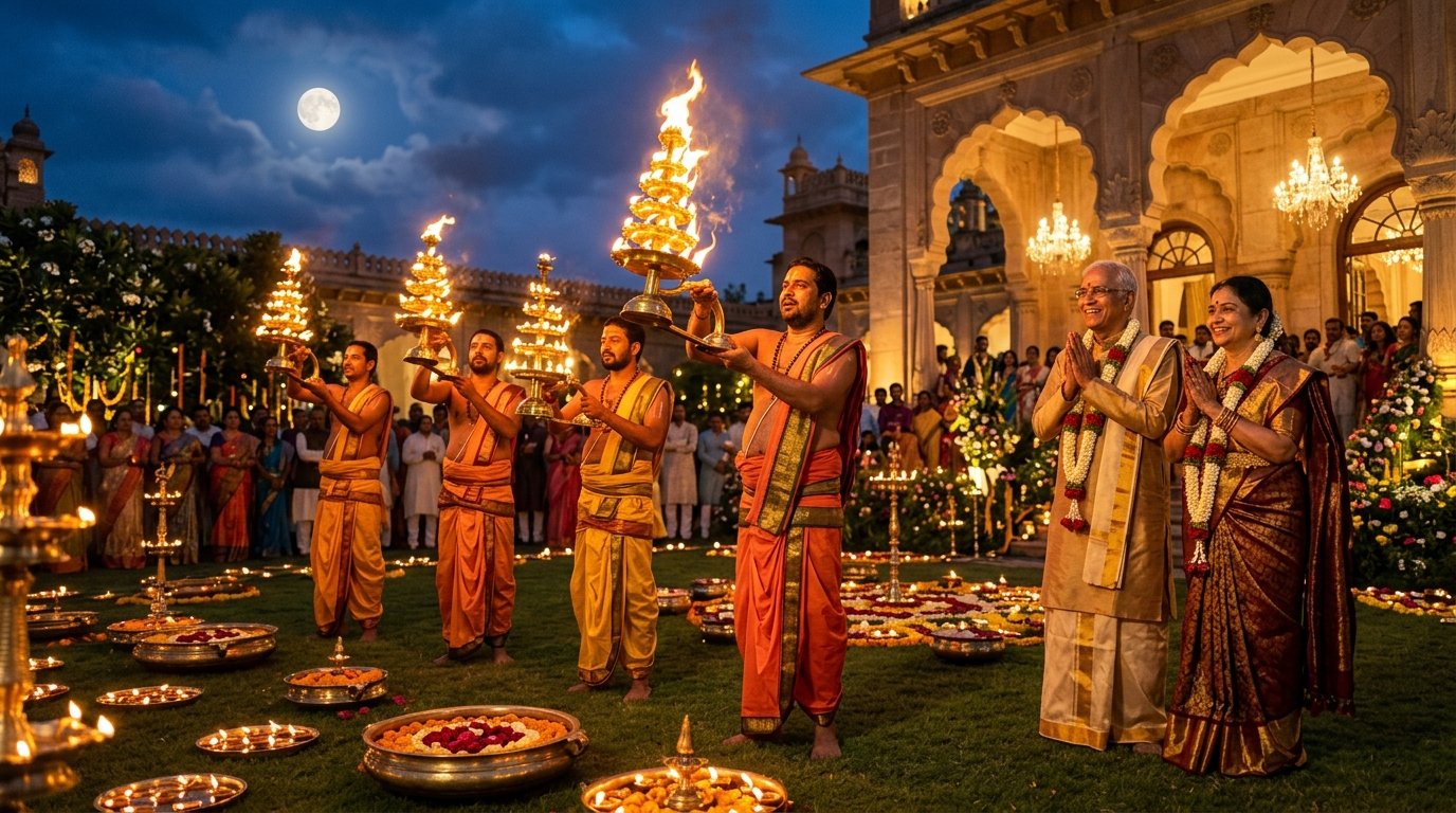 Celebrating Shashtipoorthi (60th) & Sahasra Chandra Darshanam in Hyderabad with Kashi Priests